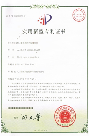 维生素纳米胶囊纤维专利证书